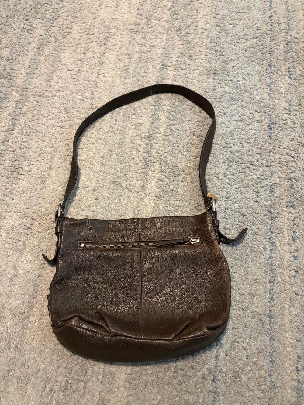 Coach F15064 Pebbled Leather Crossbody Hobo Bag